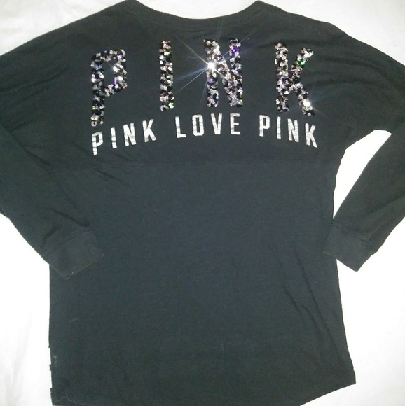 Pink md long sleeve bling pocket tee - Picture 3 of 5